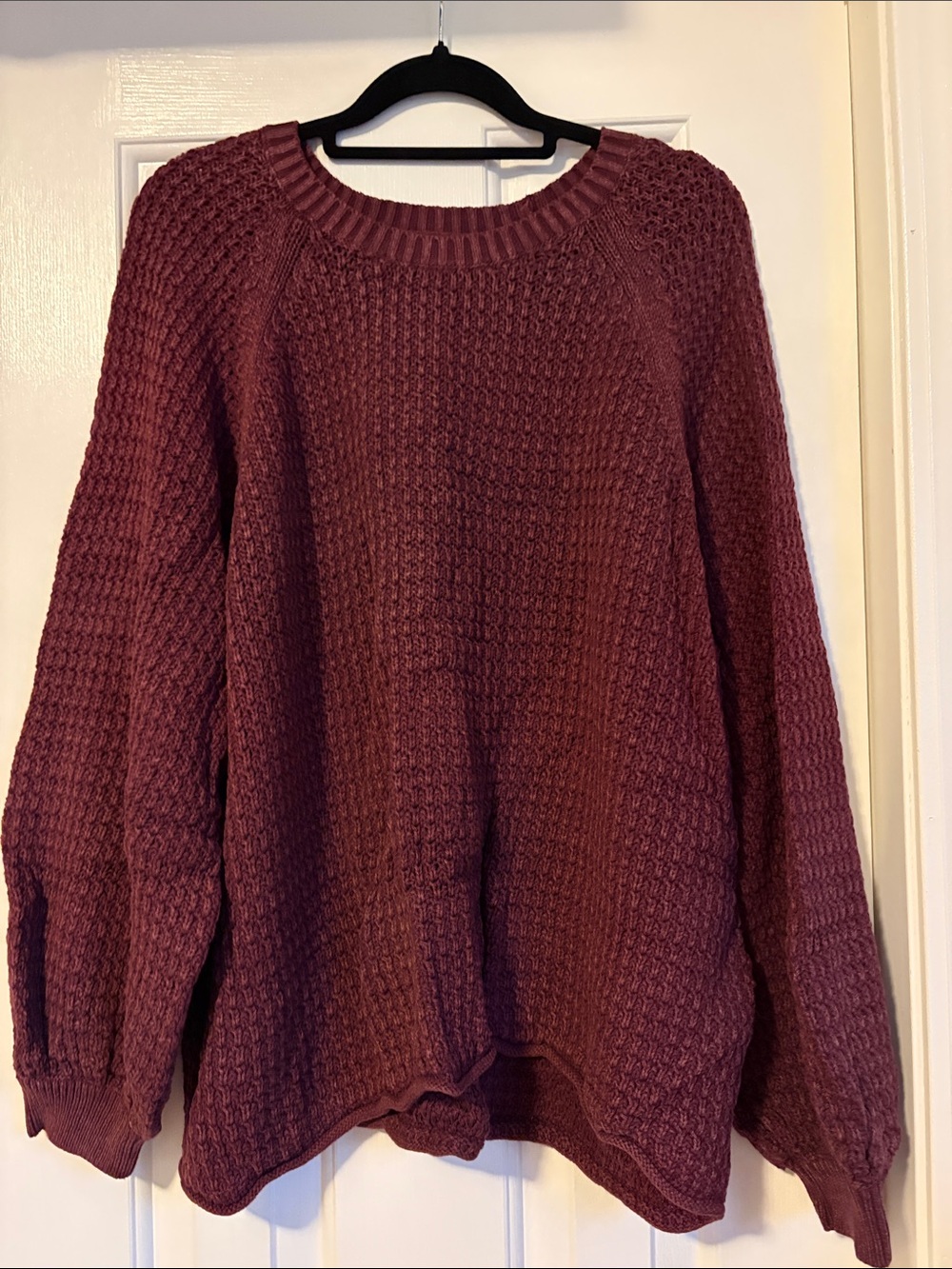 Sonoma Waffle-Knit Crewneck Sweater - Deep Wine